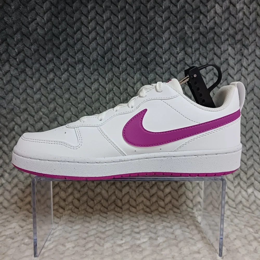 Nike Court Borough Low Recraft White Fuchsia GS Sneakers Shoes Sz 7Y Women's 8.5